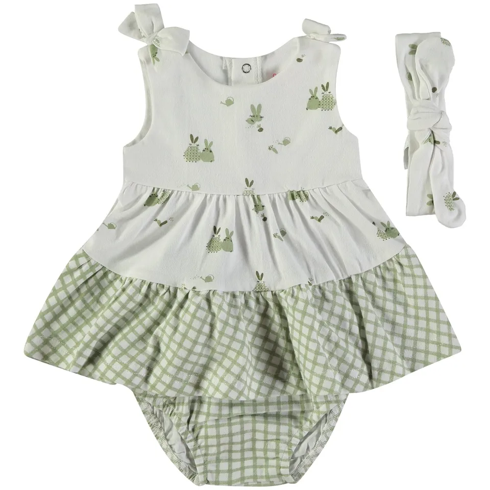 Wonderlife Vestito Neonata con Mutandina Kaki 6 Mesi