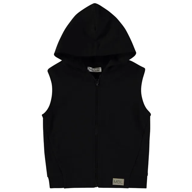 Wonderlife 162461 Gilet Bambino con Cappuccio Nero Cotone