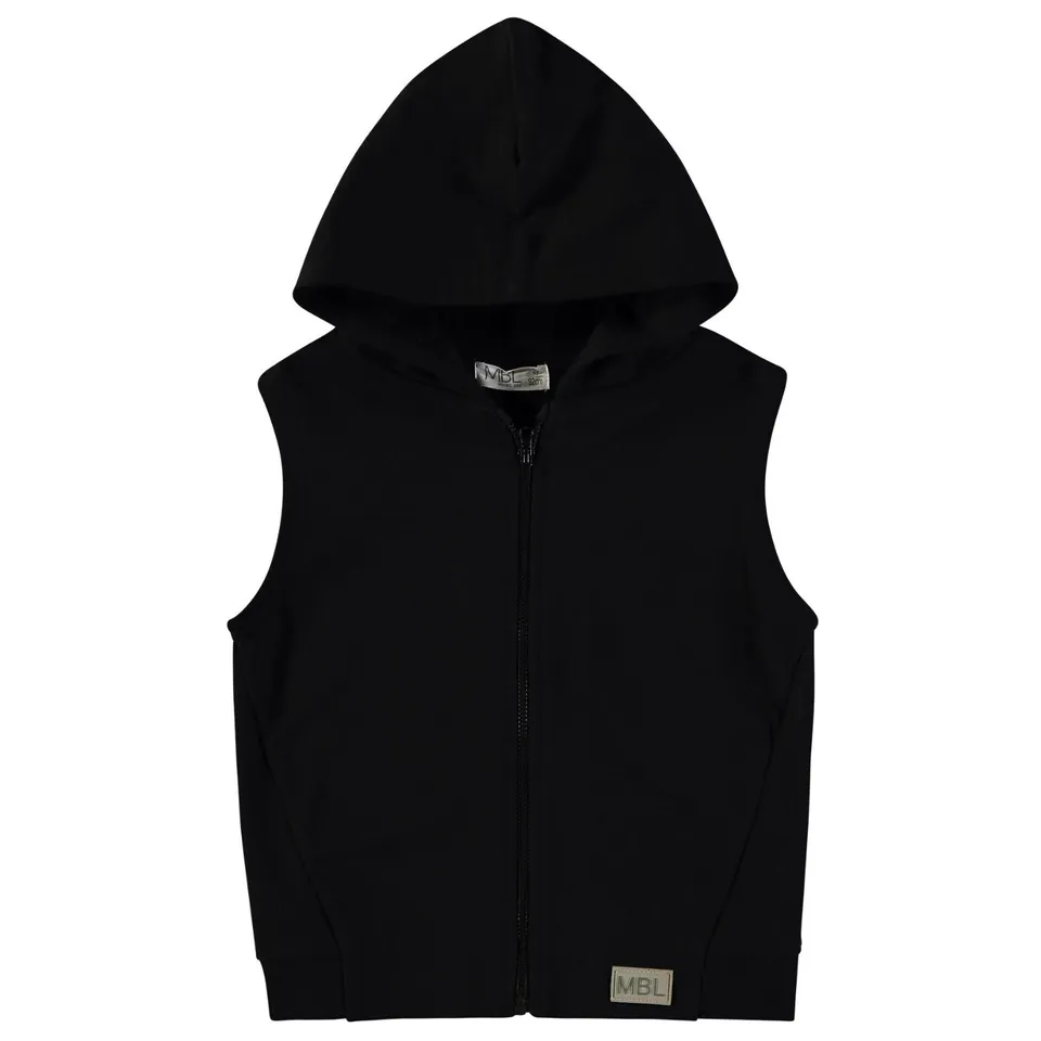 Wonderlife 162461 Gilet Bambino con Cappuccio Nero Cotone