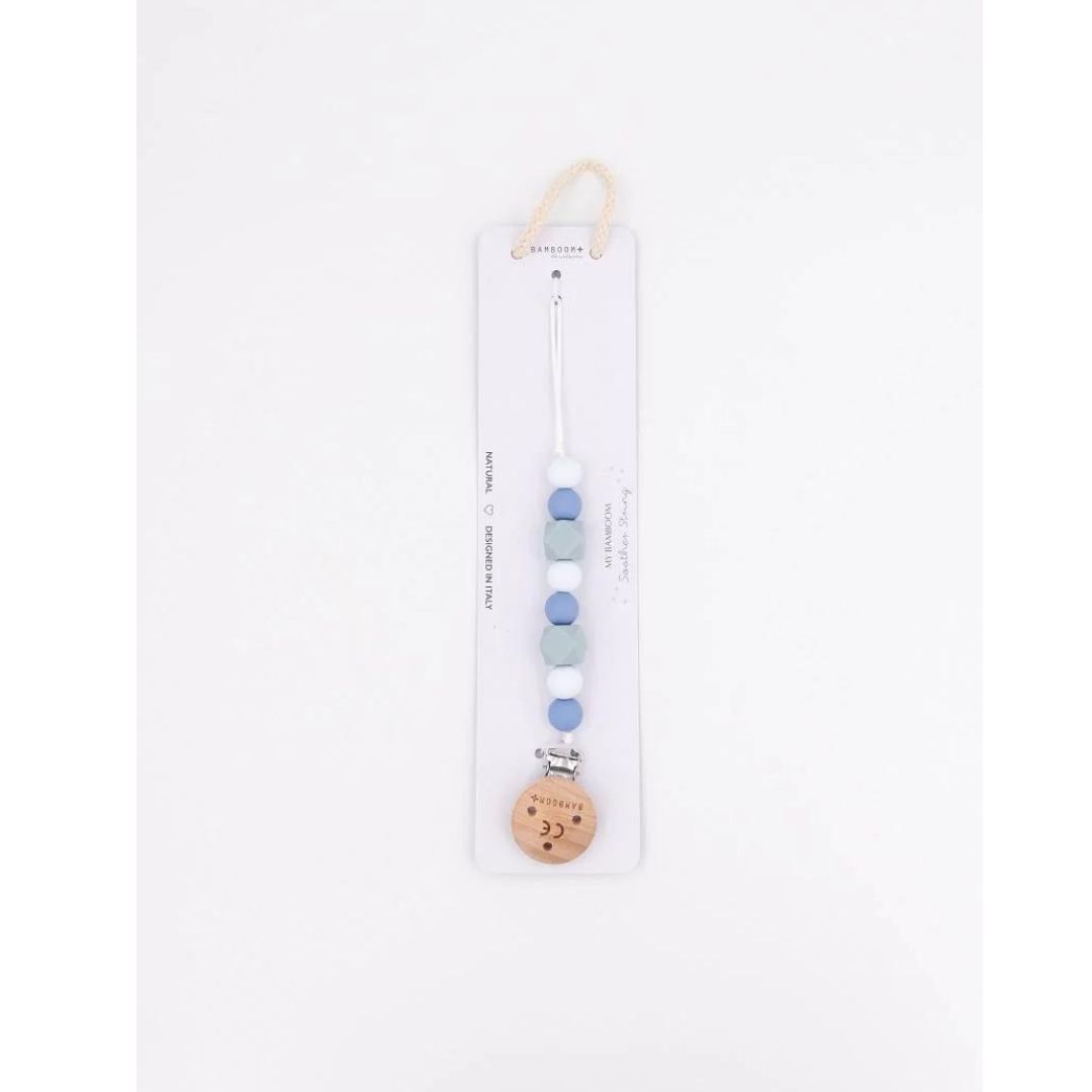 Bamboom catenella porta ciuccio silicone clip legno neutro