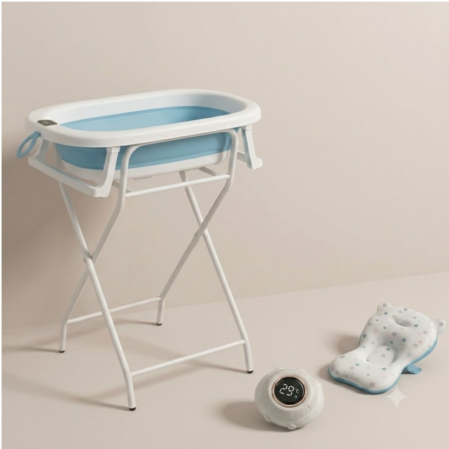Wonderlife Vaschetta Pieghevole 3 in 1 bagnetto grigia con supporto