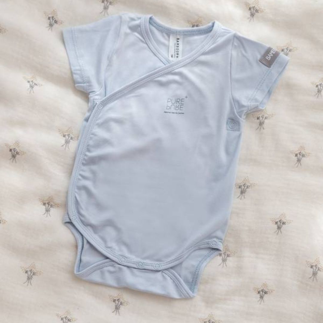 Bamboom body maniche corte azzurro in fibra di bambu