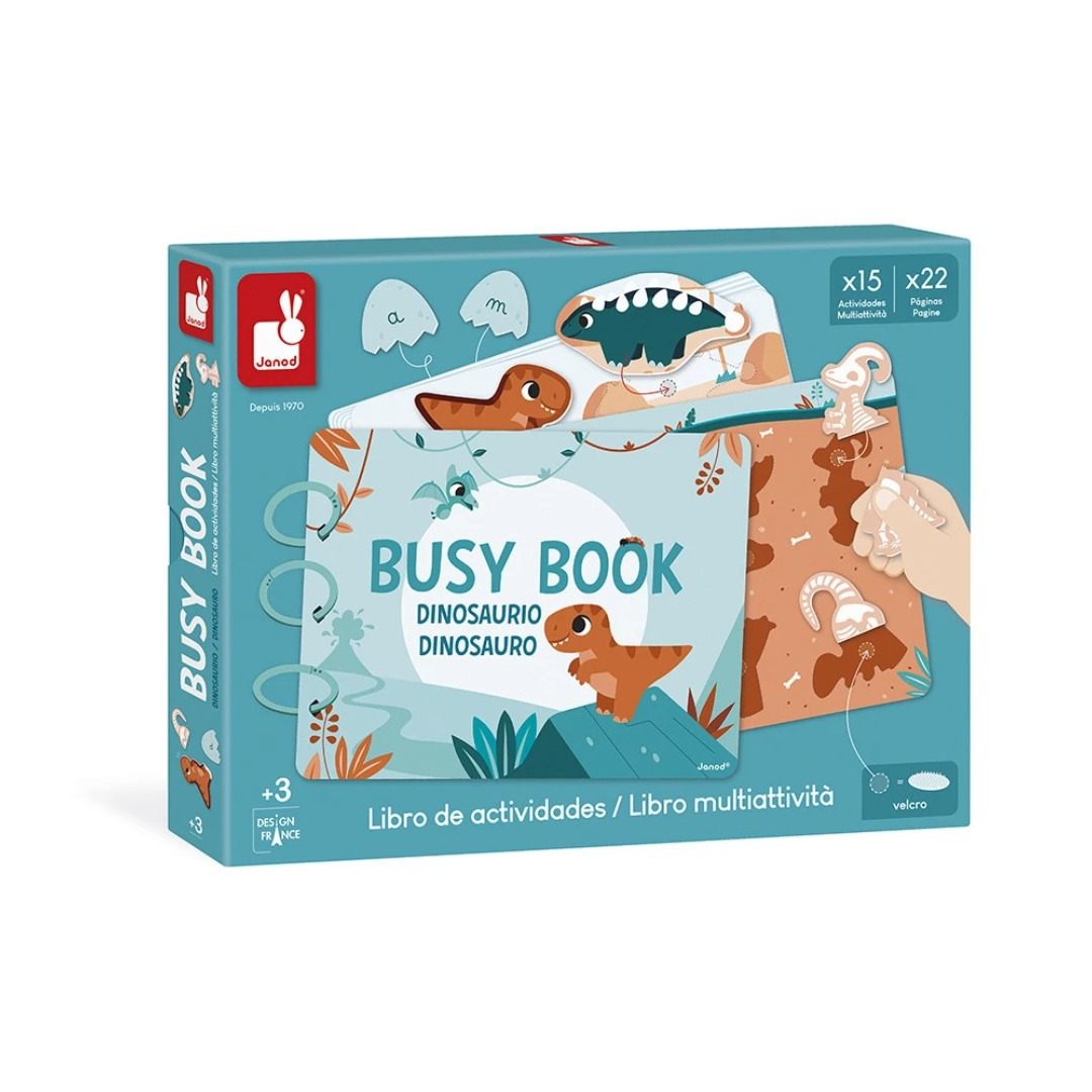 Janod Busy Book Dinosauri libro attività 149 pezzi