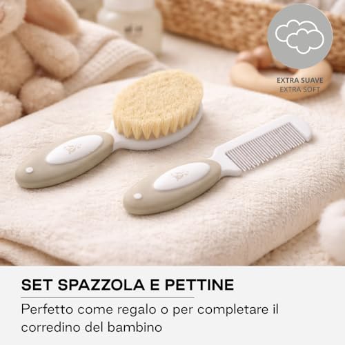 Jané set spazzola pettine neonato Beige setole naturali