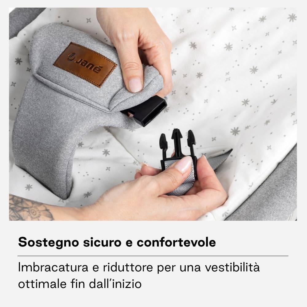 Jané sdraietta neonati dondolio Dim Grey con riduttore lavabile