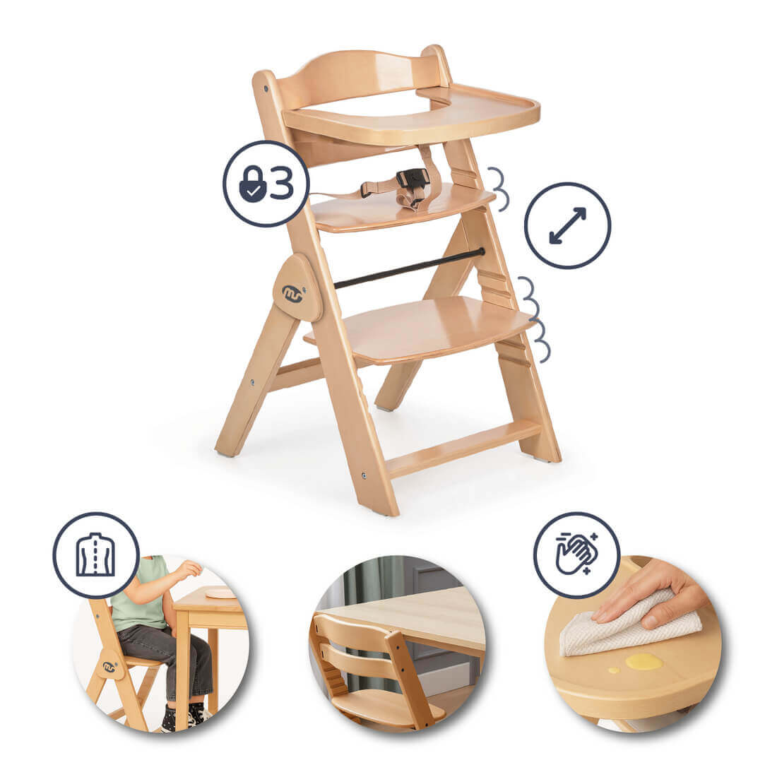Innovaciones MS Full Plus seggiolone legno pieghevole vassoio