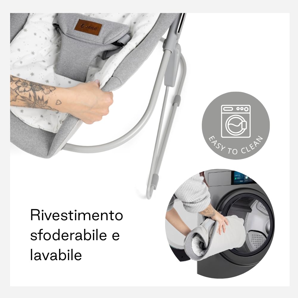 Jané sdraietta neonati dondolio Dim Grey con riduttore lavabile