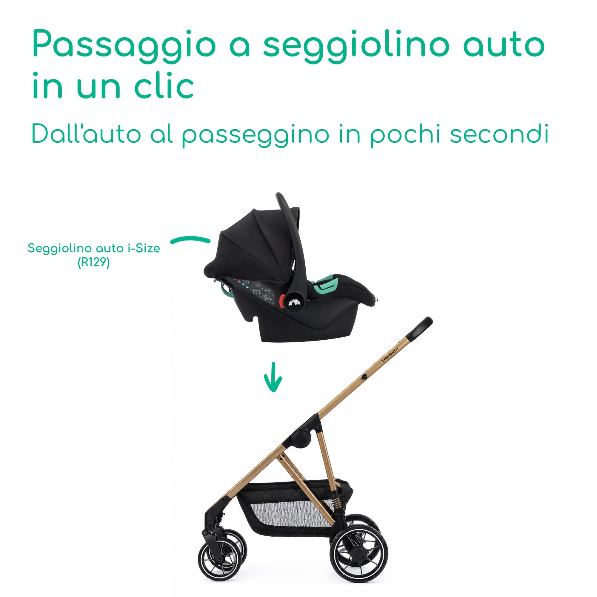 Bebé Confort Zaria Trio passeggino 3 in 1 nero oro i-Size