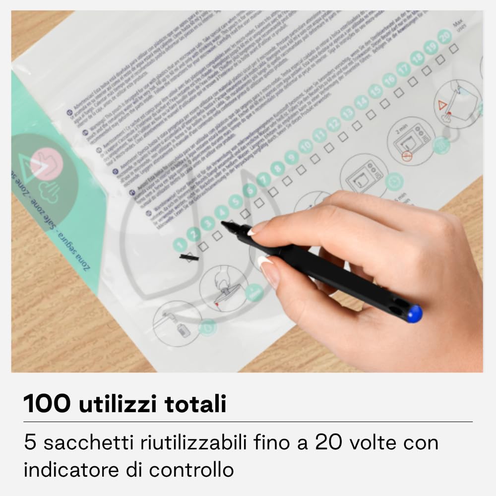 Jane Sacchetti Sterilizzazione Microonde Set 5 Pezzi Riutilizzabili