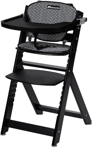 Bebé Confort Timba + Cuscino seggiolone legno Nero Geometrico