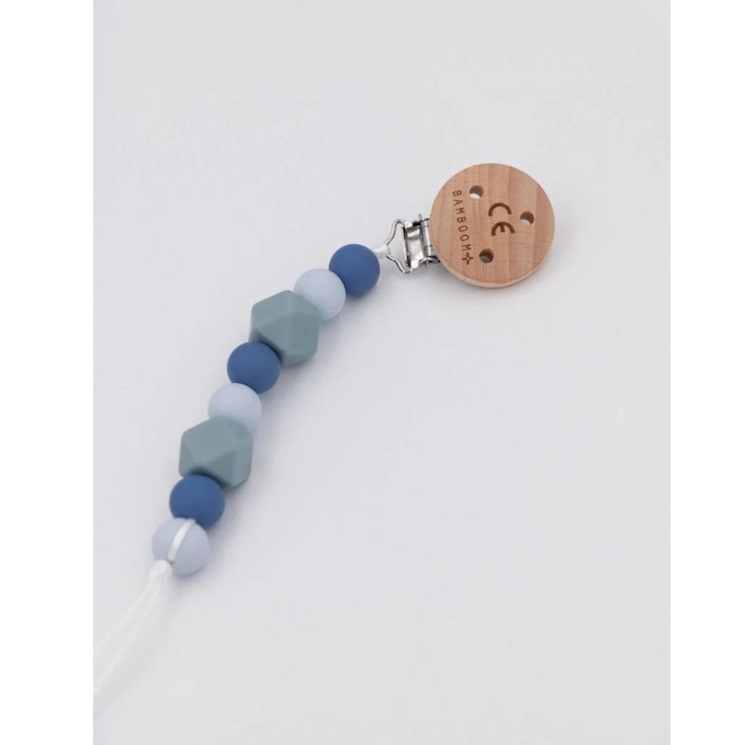 Bamboom catenella porta ciuccio silicone clip legno neutro