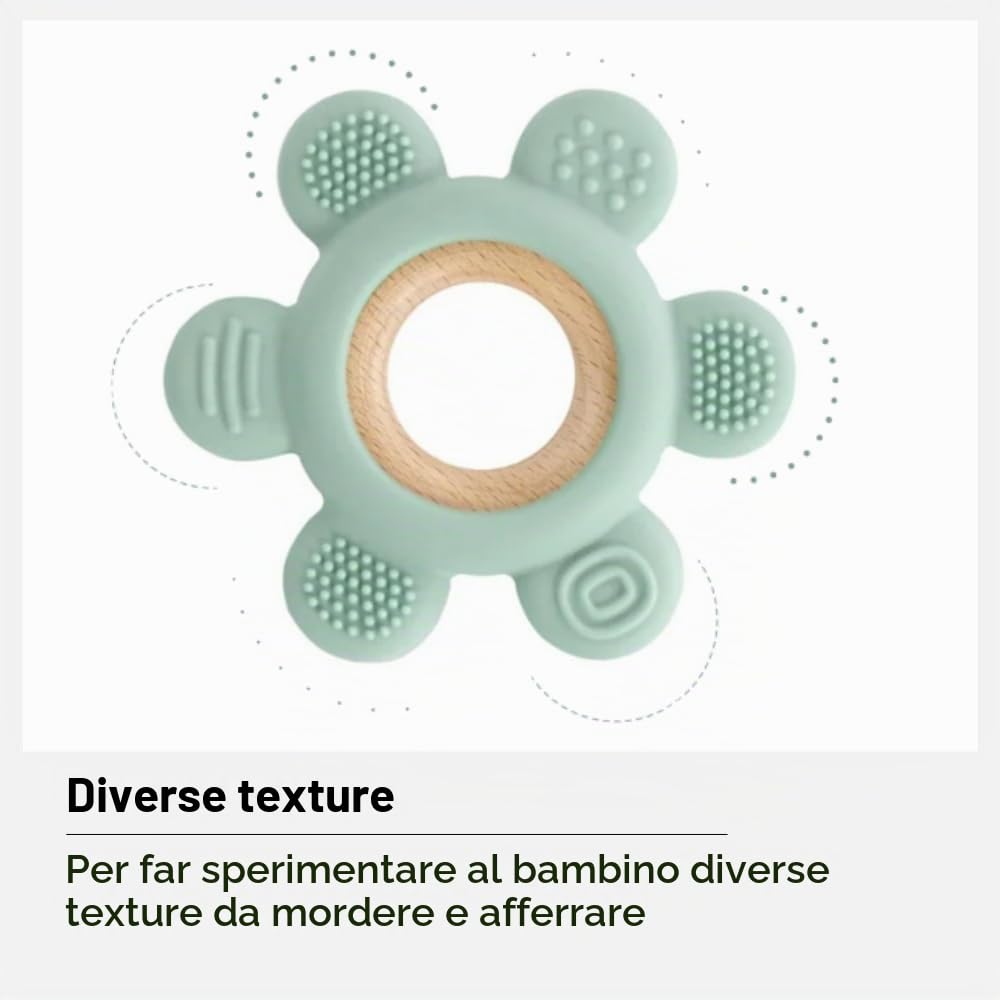 Jané Teether Massaggiagengive Silicone Legno Verde Mint senza BPA