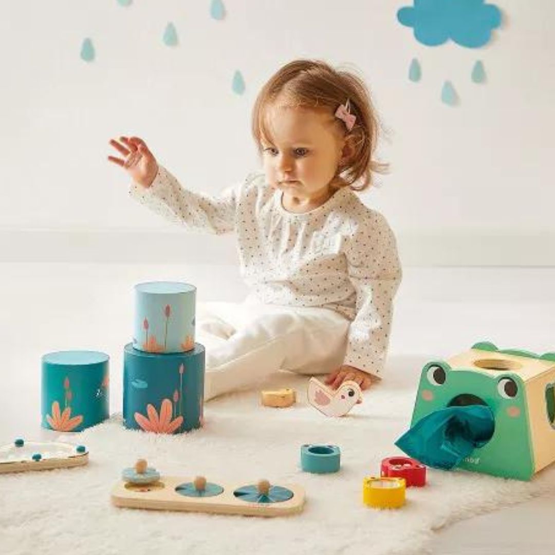 Janod Box 12 Mesi Set Giocattoli in Legno Sensoriale
