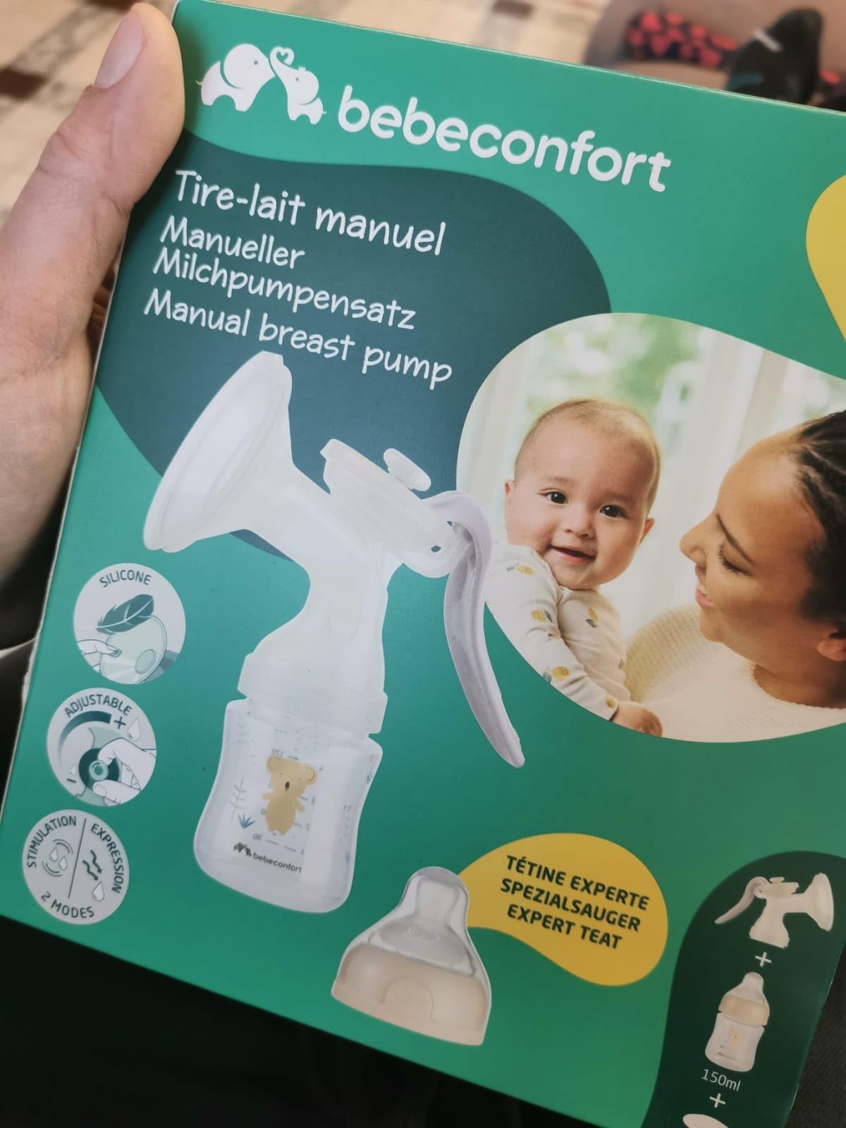 Bebé Confort Tiralatte Manuale Silicone Sand con Biberon