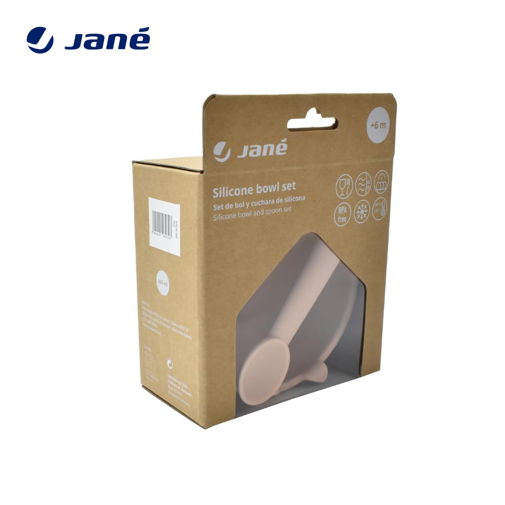 Jané Set Ciotola e Cucchiaio Silicone Pale con Ventosa
