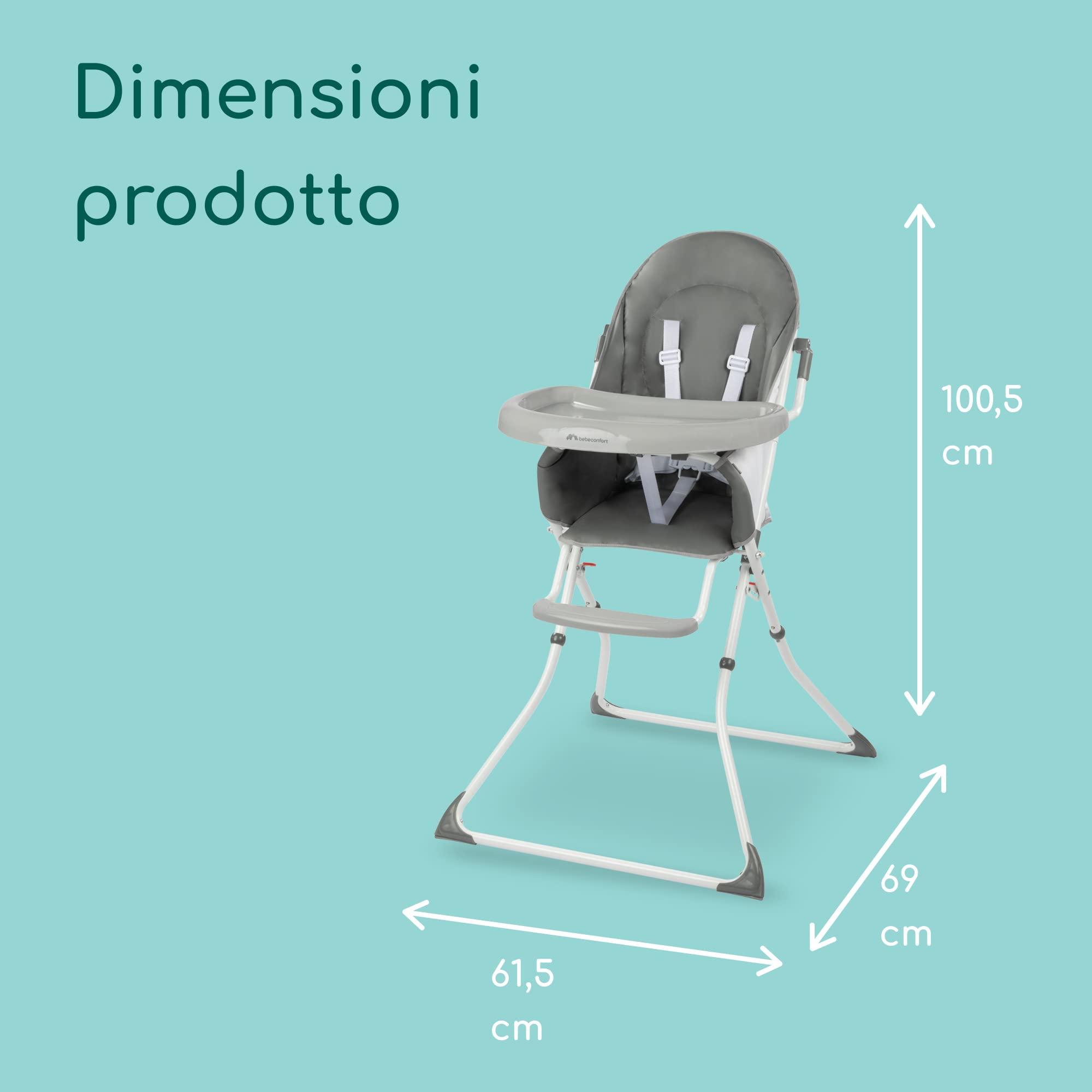 Bebé Confort Kanji seggiolone pappa Warm Grey pieghevole