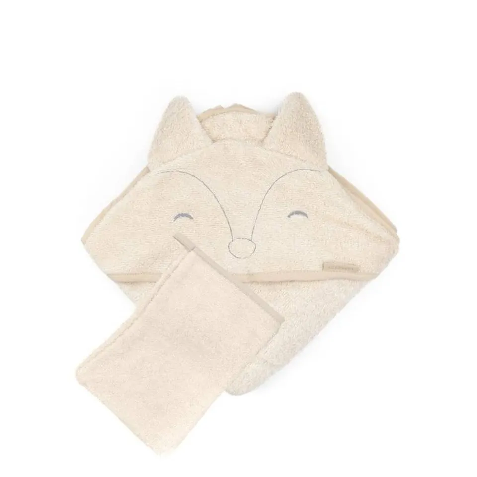 Bamboom Asciugamano con Cappuccio Fox Almond 75x75 con Guanto