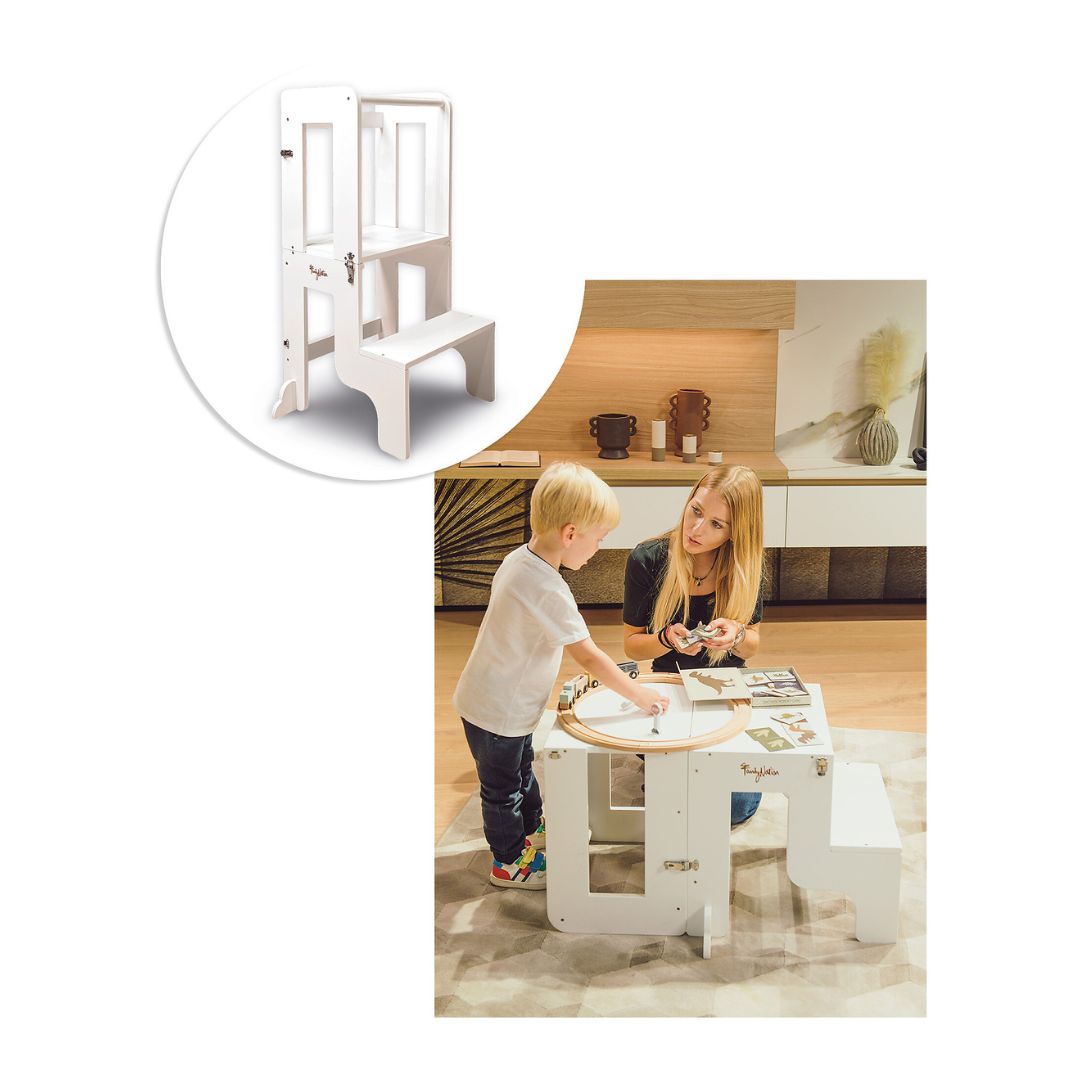 Family Nation Torre Montessori 2 in 1 learning tower legno