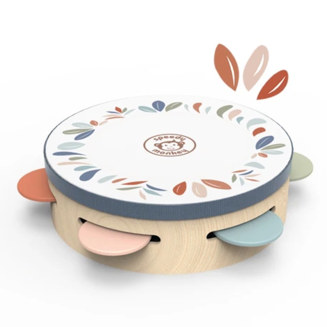 Speedy Monkey Tamburello strumento 6 sonagli legno