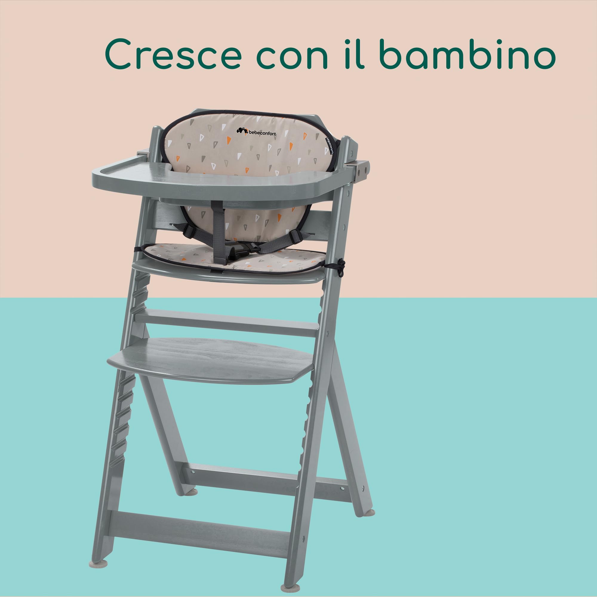 Bebé Confort Timba seggiolone in legno Warm Gray con cuscino