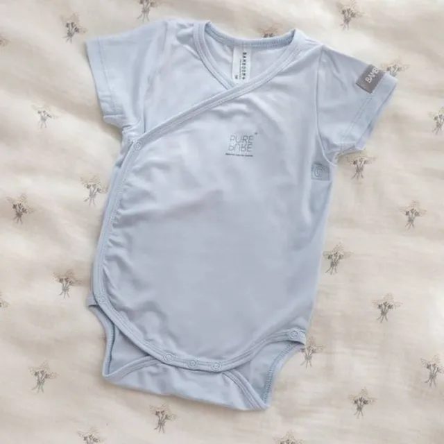 Bamboom body maniche corte azzurro in fibra di bambu