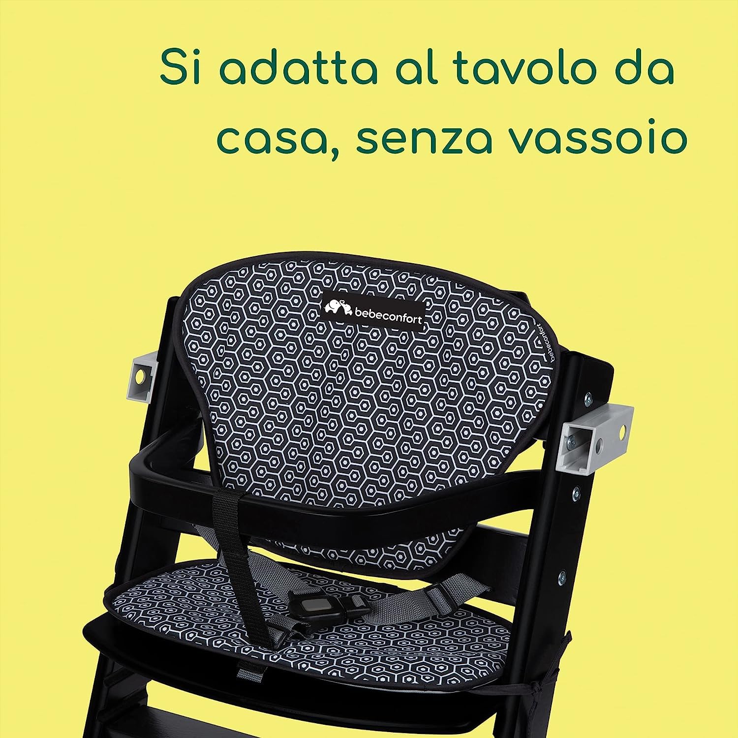Bebé Confort Timba + Cuscino seggiolone legno Nero Geometrico
