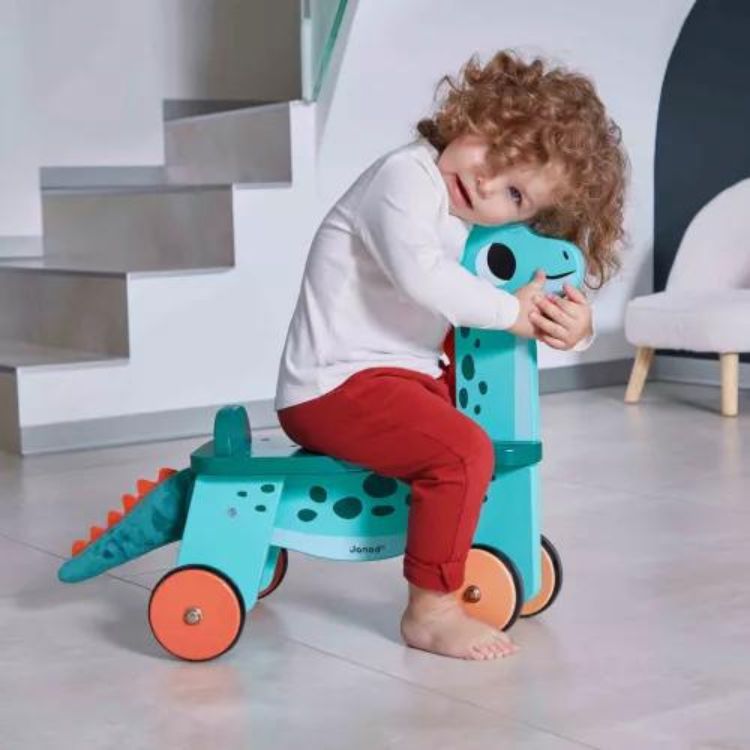 Janod Portosaurus cavalcabile dino legno 12 mesi+