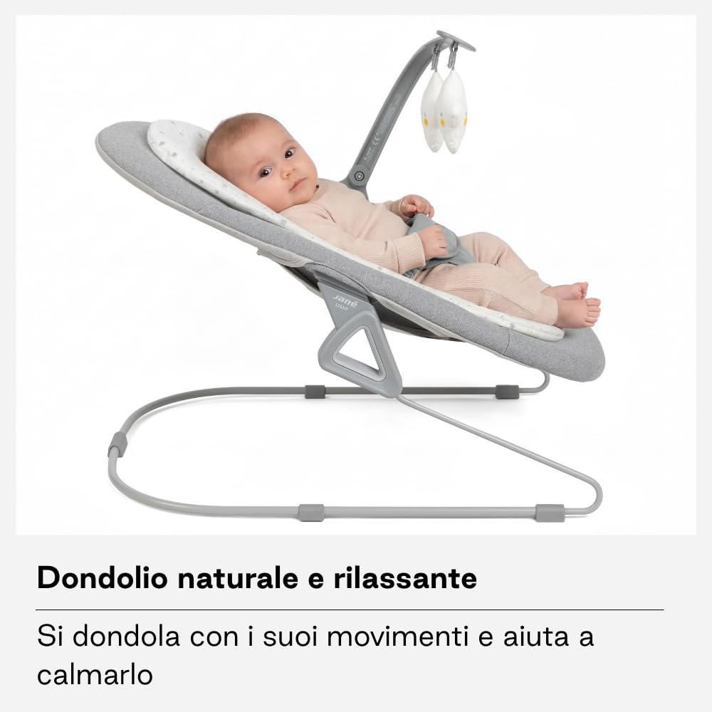 Jané sdraietta neonati dondolio Dim Grey con riduttore lavabile