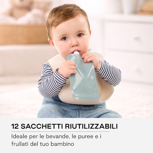 Jane sacchetti pappa riutilizzabili 200 ml 12 pezzi senza BPA