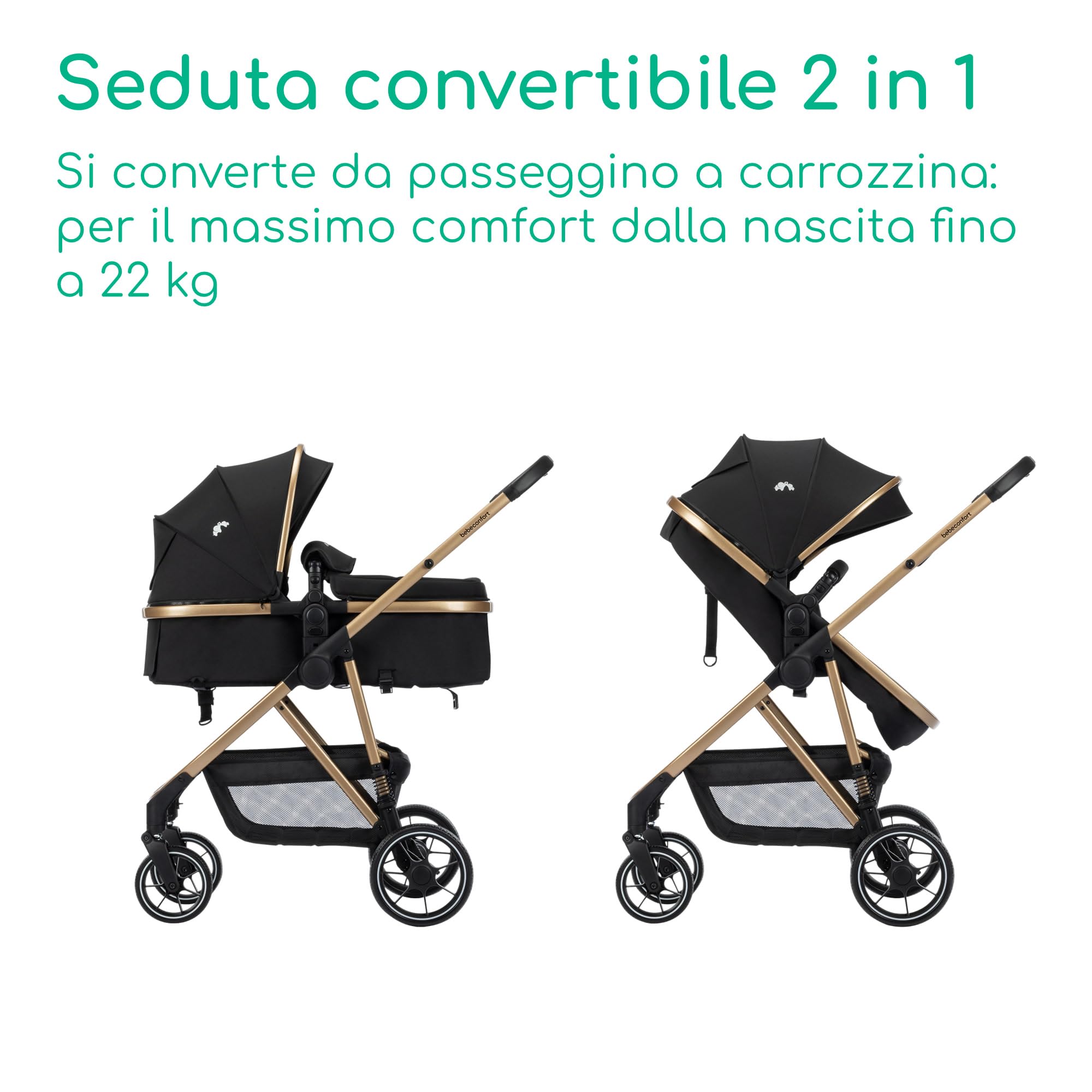 Bebé Confort Zaria Trio passeggino 3 in 1 nero oro i-Size