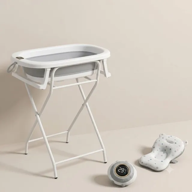 Wonderlife Vaschetta Pieghevole 3 in 1 bagnetto grigia con supporto