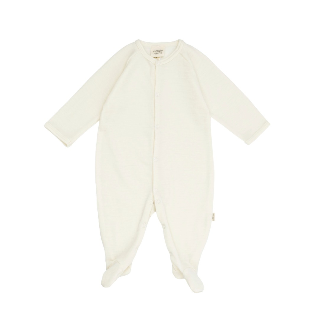 Wooly Organic pigiamino con piedini lana merinos e seta