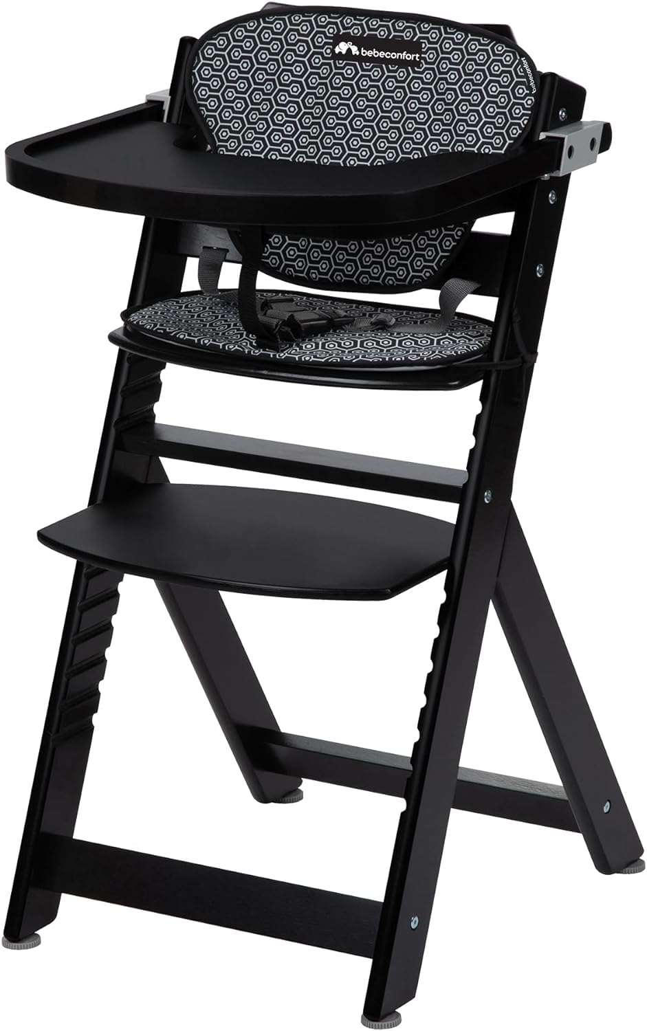 Bebé Confort Timba + Cuscino seggiolone legno Nero Geometrico