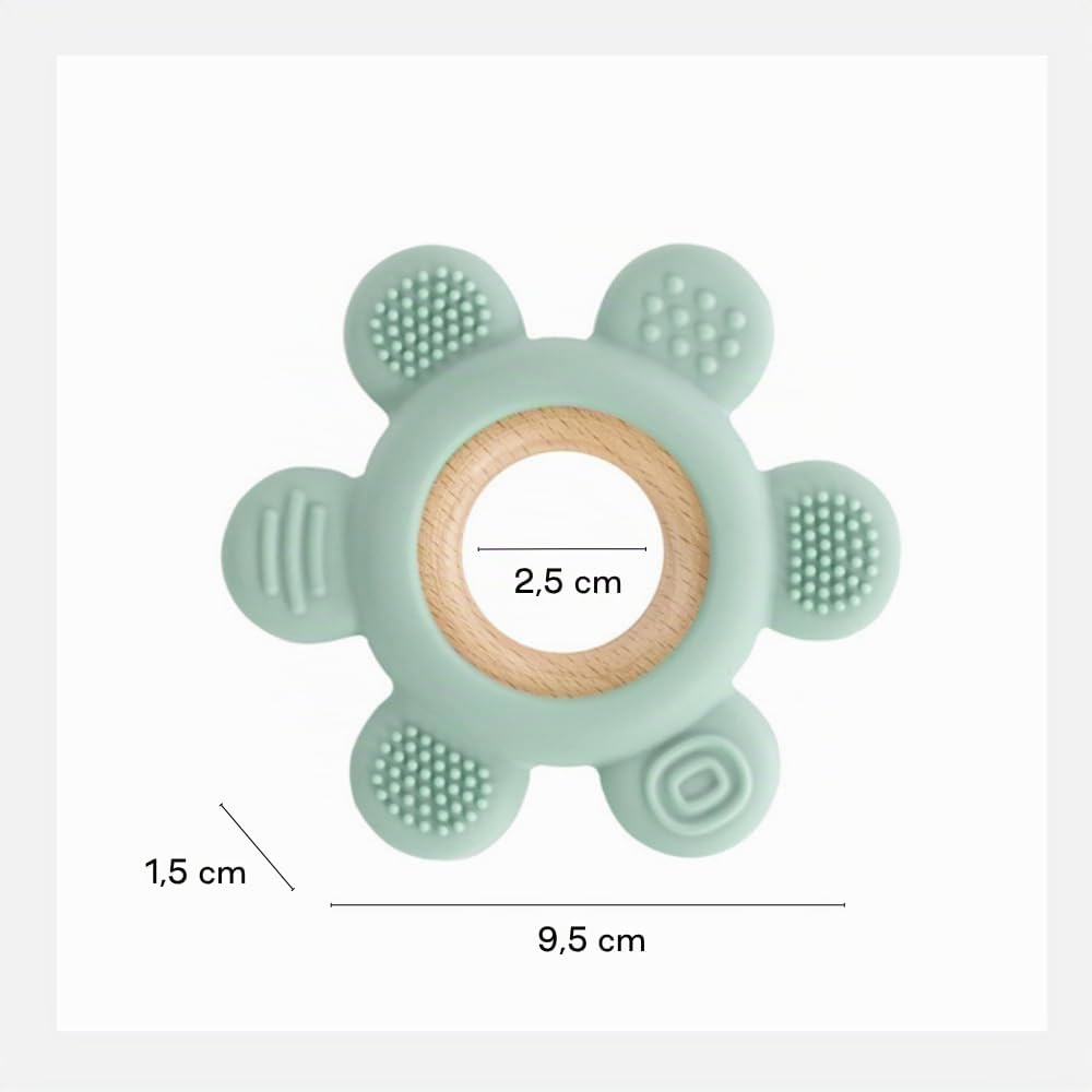 Jané Teether Massaggiagengive Silicone Legno Verde Mint senza BPA
