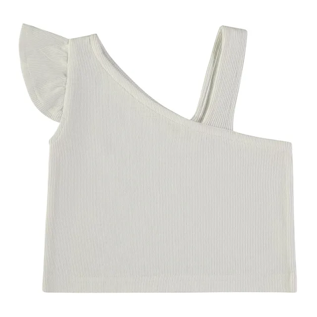 Wonderlife 161492 top bambina monospalla bianco costine