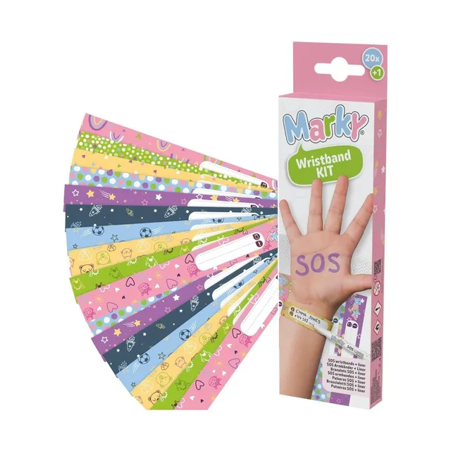 Marky SOS braccialetti identificativi 20 pz con pennarello
