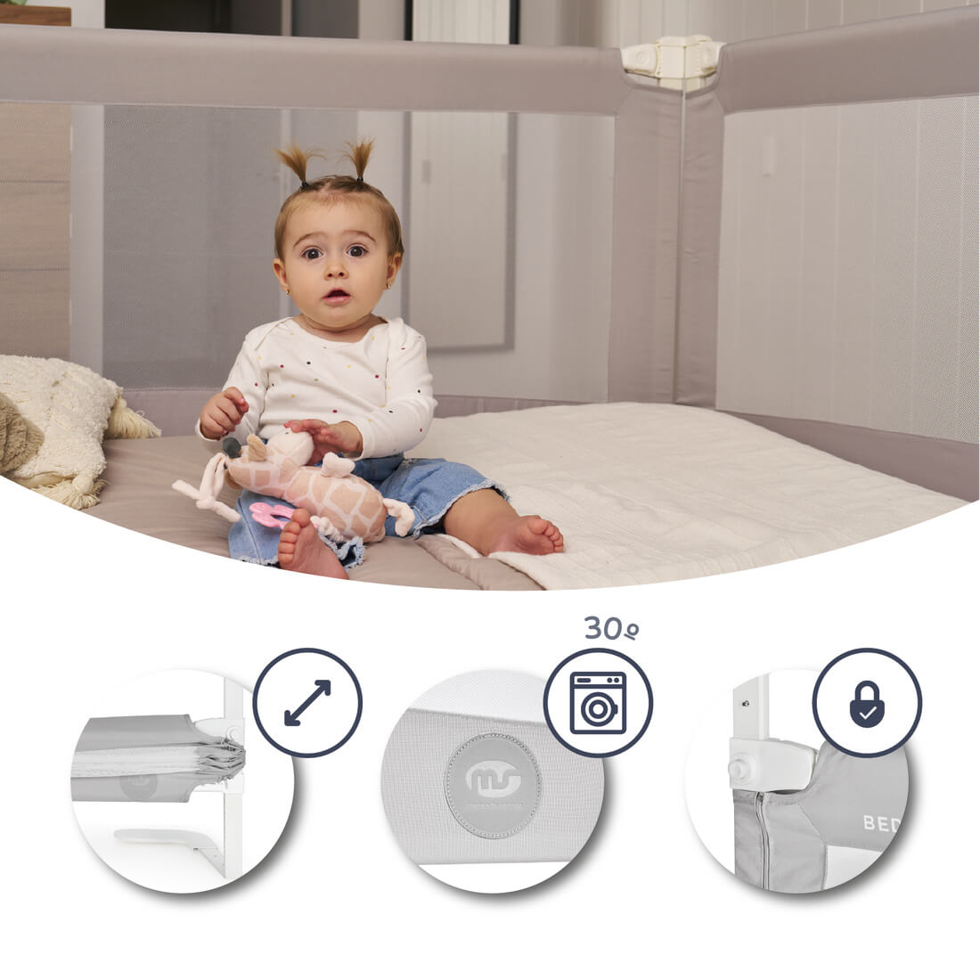 Innovaciones MS Tall+ Barriera Letto 90 cm Alta Lavabile
