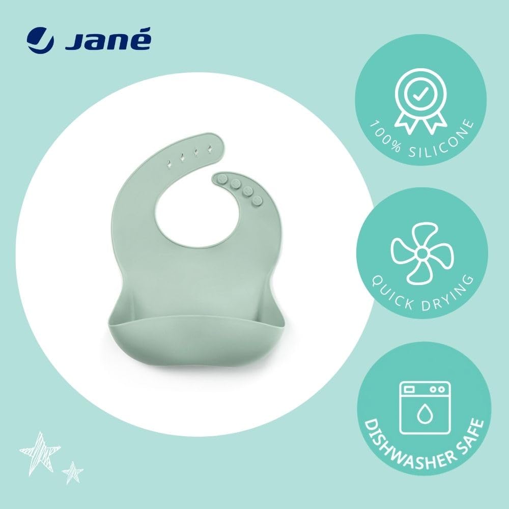 Jané Bavaglino Silicone con Tasca Raccoglipappa Regolabile