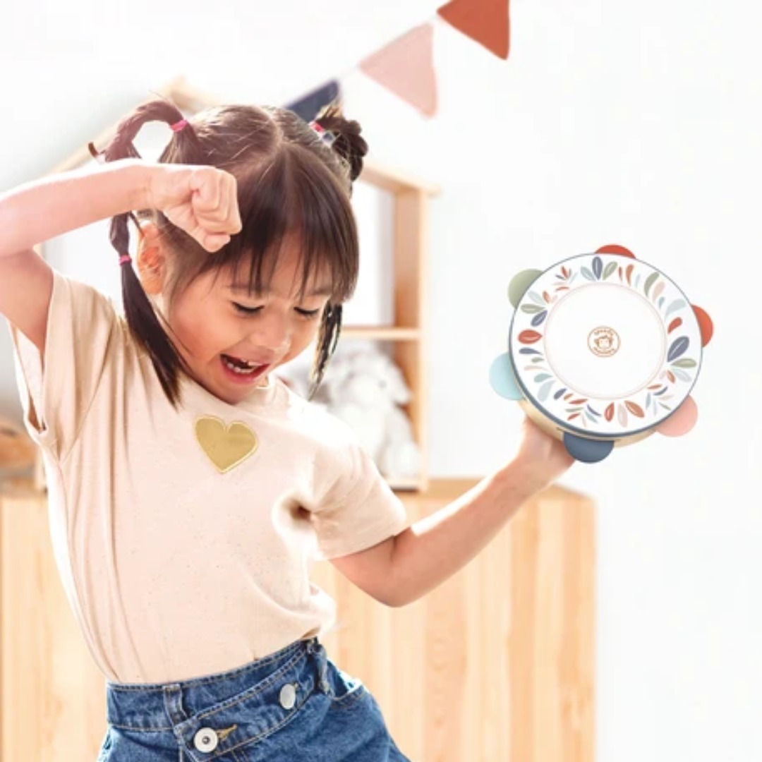 Speedy Monkey Tamburello strumento 6 sonagli legno