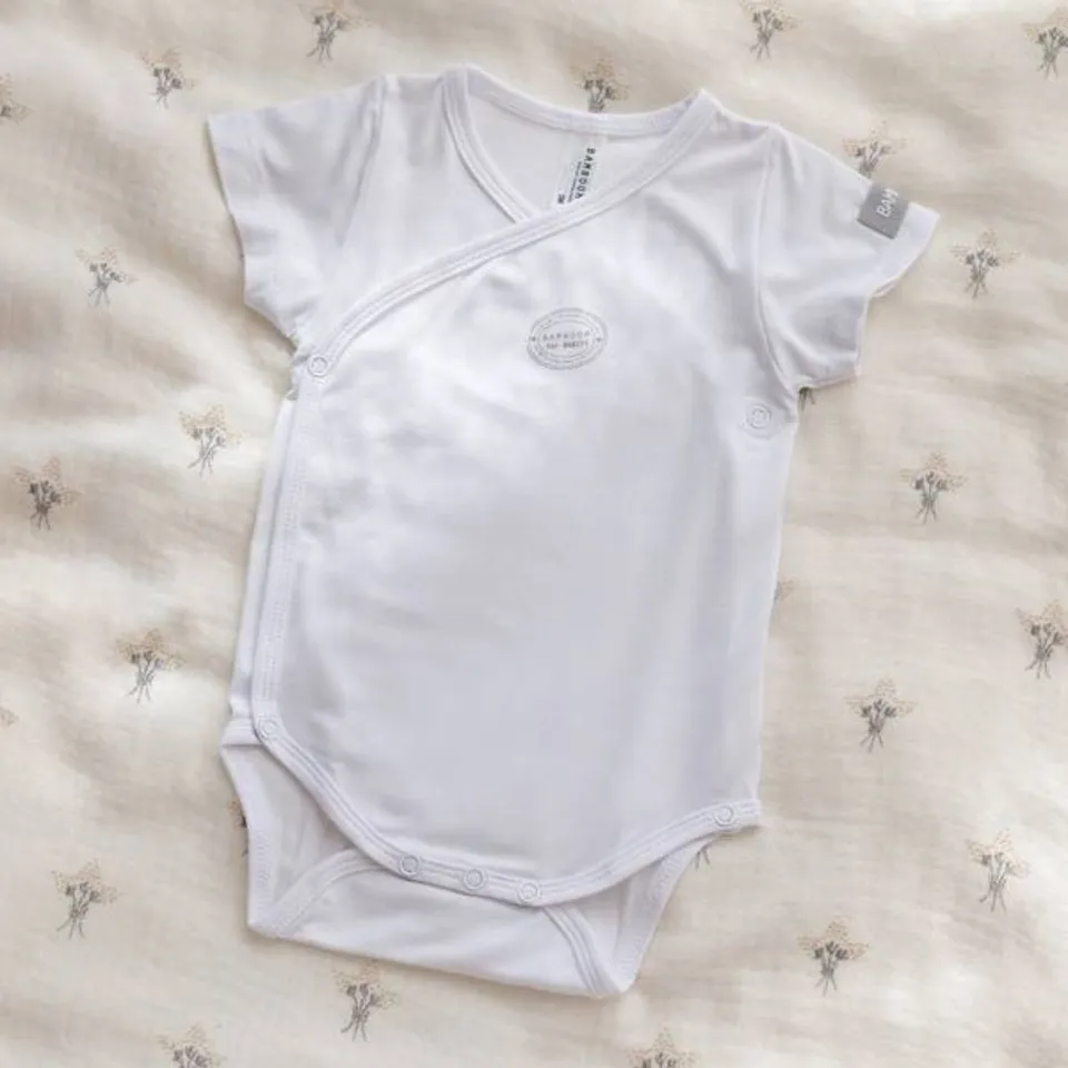 Bamboom body maniche corte bianco neonato bambù