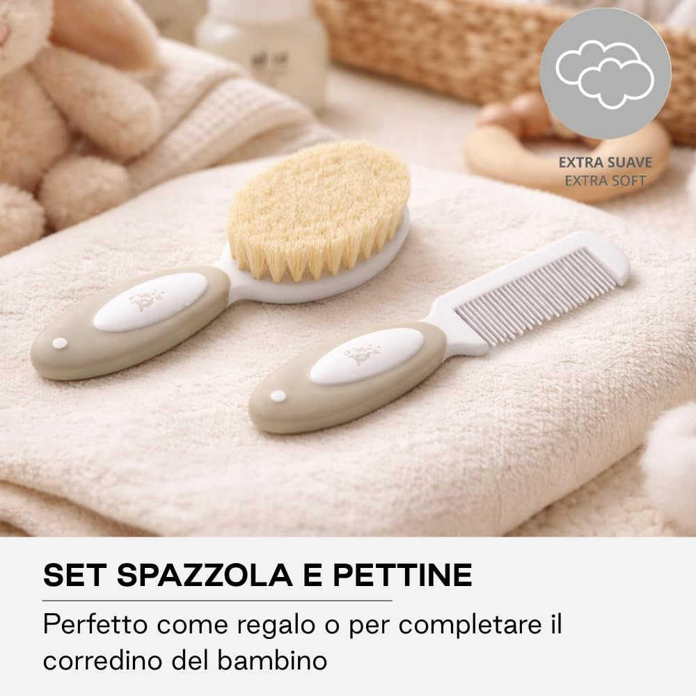 Jané set spazzola pettine neonato Beige setole naturali