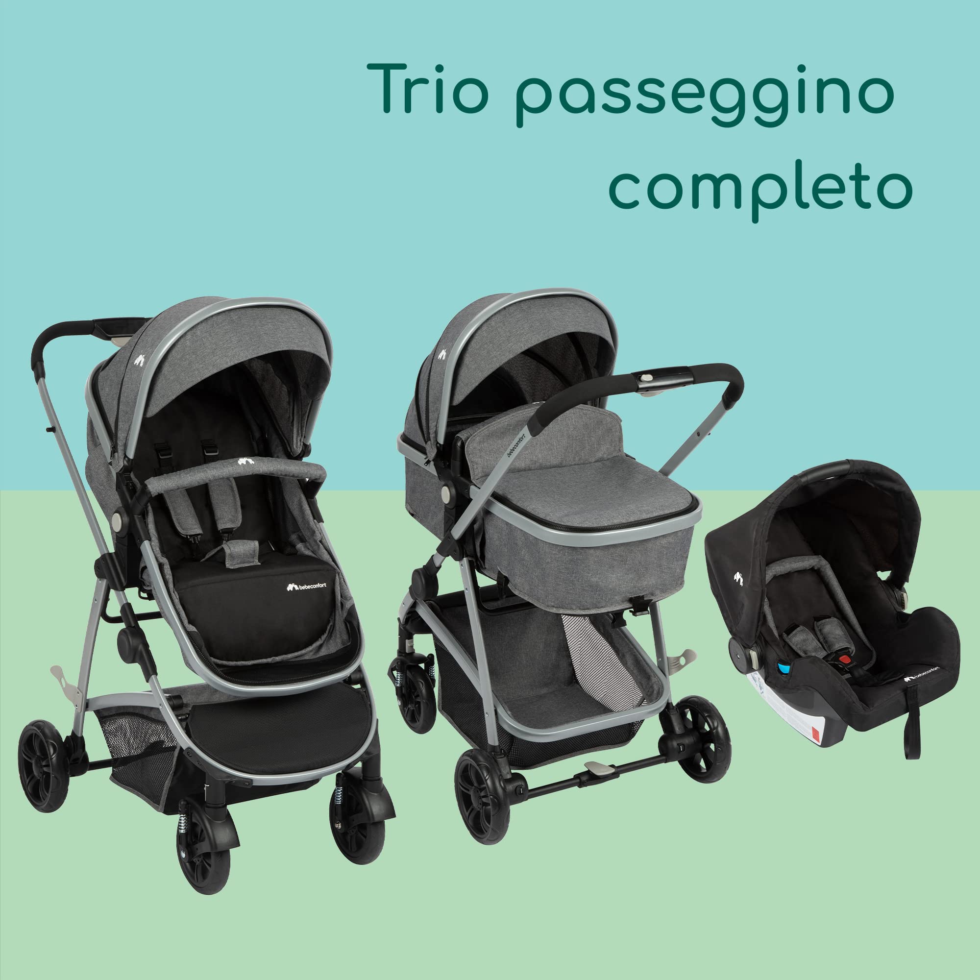 Bebé Confort Hello 3 in 1 trio passeggino Black Chic navicella