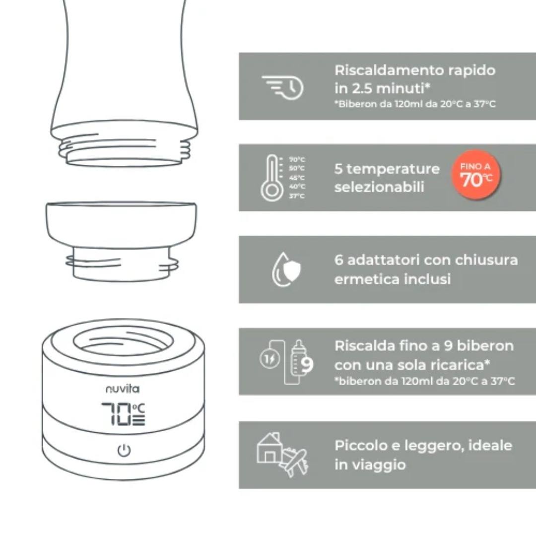 Nuvita Warm70 1166 scaldabiberon portatile batteria