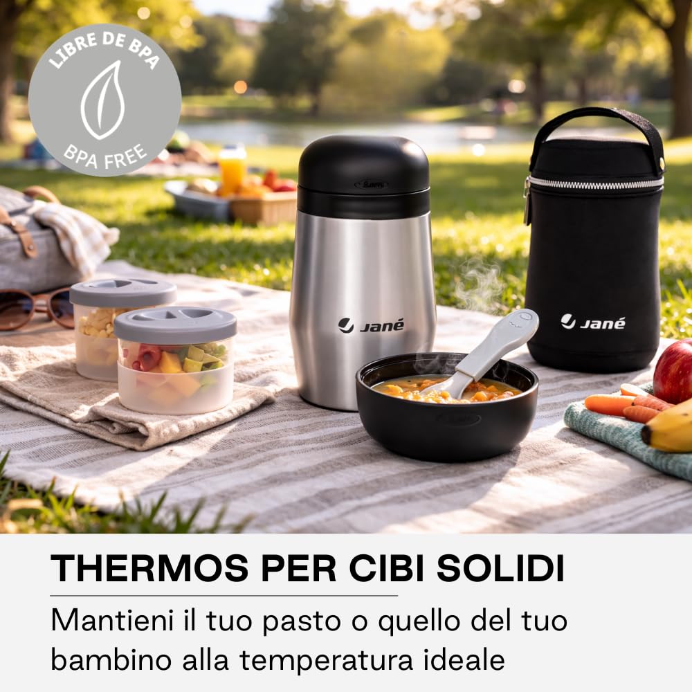 Jané Thermos Pappa 1 L Portapappa Termico Grigio 8 Ore