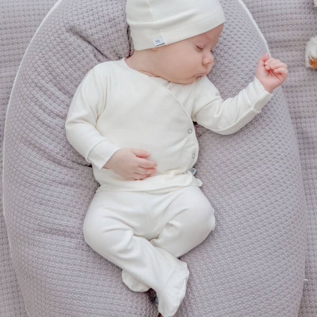 Bamboom Pure pantaloncino prematuro 00M con piedini panna bambù