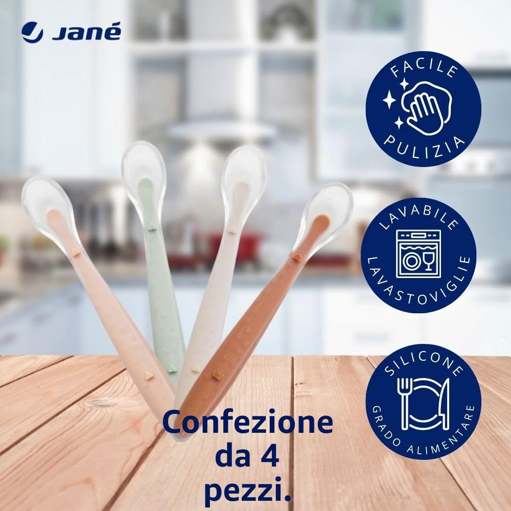 Jané Cucchiaio Svezzamento Silicone Sunset 4 Pezzi 19 cm