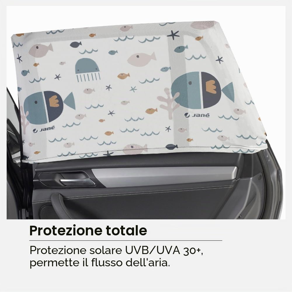 Jané Parasole Auto Finestrino L Blu Set 2 Pezzi UV30+