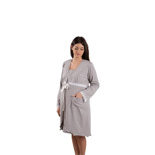 Premamy M1677/43 vestaglia premaman manica lunga tortora
