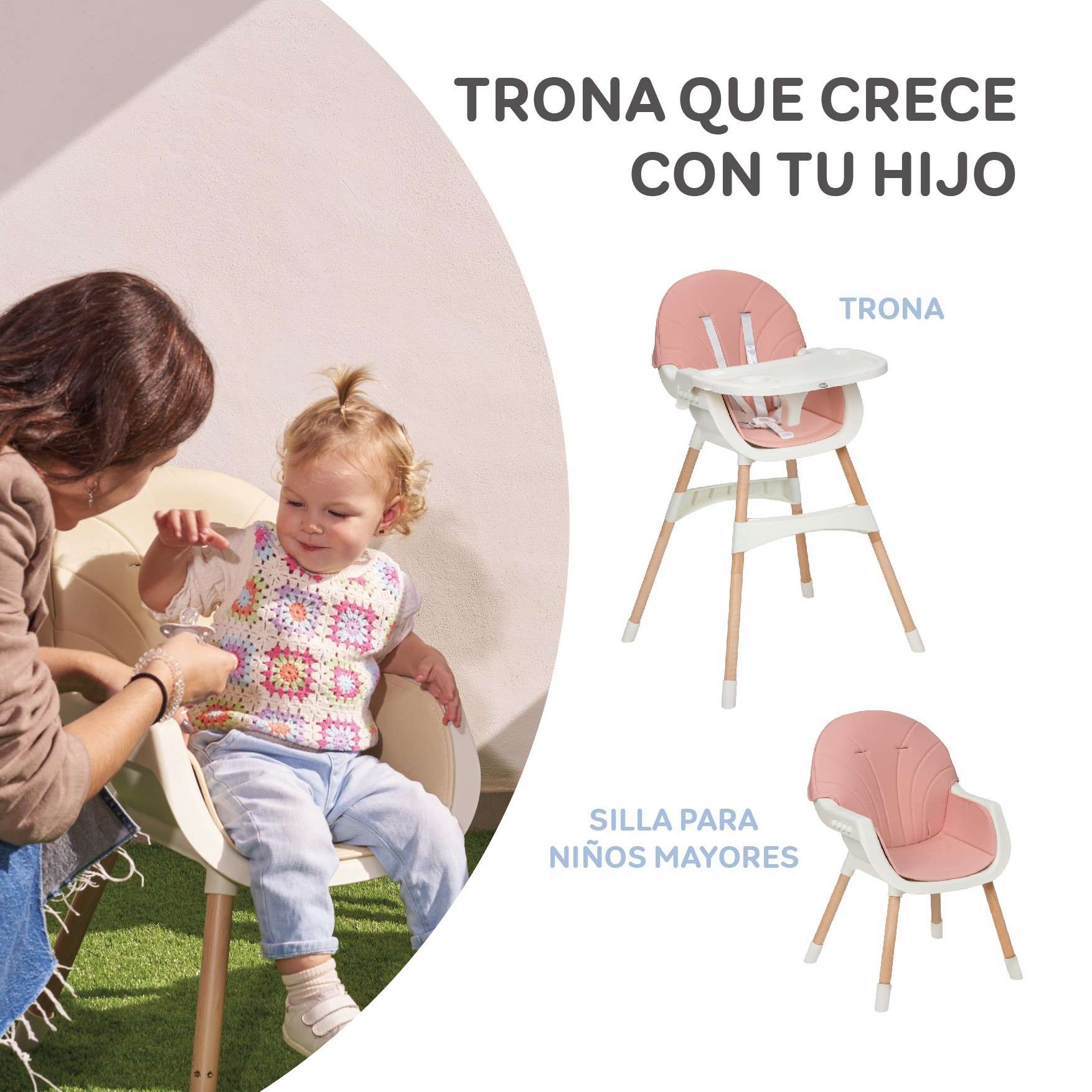 Innovaciones MS Mika Seggiolone Pappa 2 in 1 Regolabile