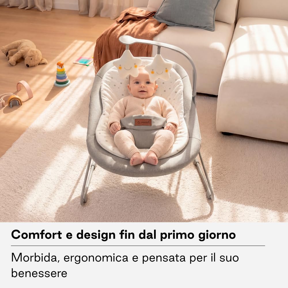 Jané sdraietta neonati dondolio Dim Grey con riduttore lavabile